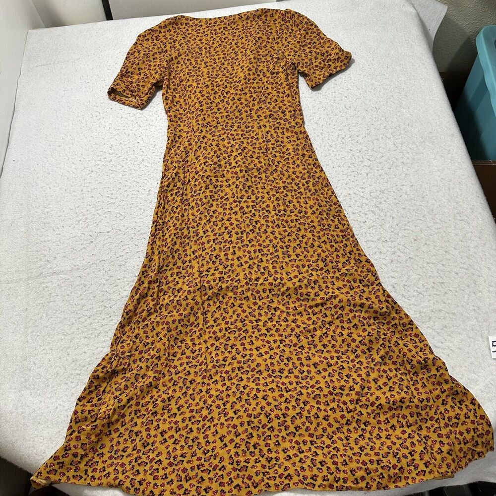 Urban Outfitters Women's Small Front-Slit Midi Dress Floral Print Orange Black - Picture 10 of 13